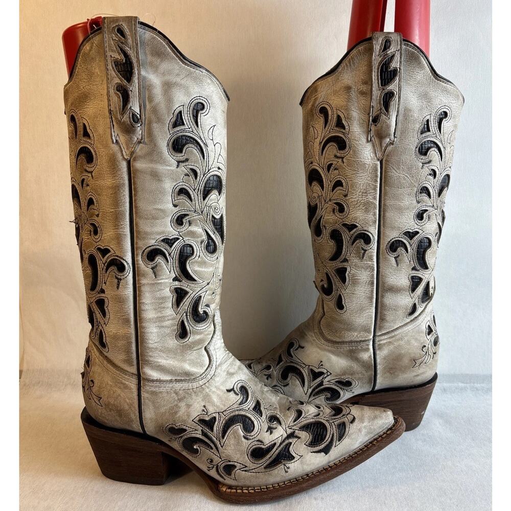 J.B. Dillon Chicory Western Cowgirl Women's 6.5 B Leather Boots JBR 6055 - Picture 2 of 12